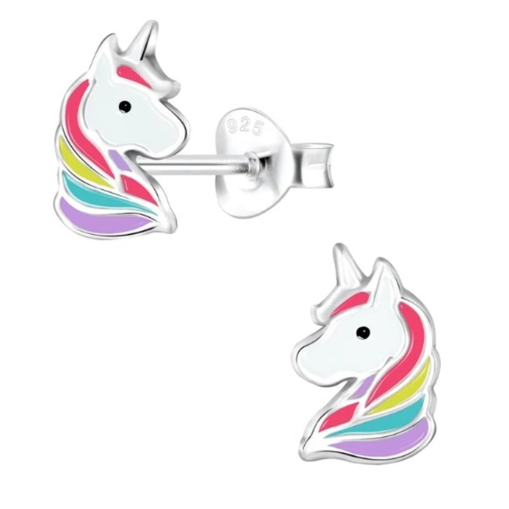 Sterling Silver Unicorn Stud Earrings